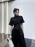 "Doomsday Edge" Cyberpunk Wide-Leg Two-Piece Set