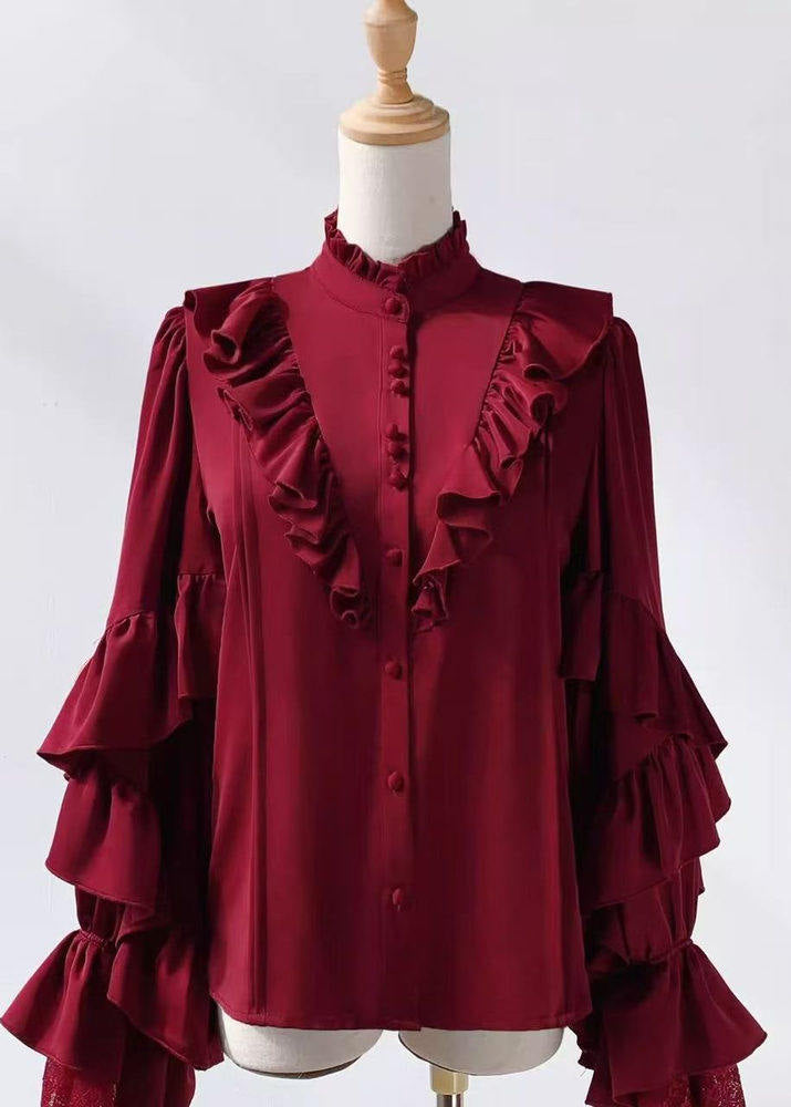 Crimson Vampire Ruffled Aristocrat Blouse