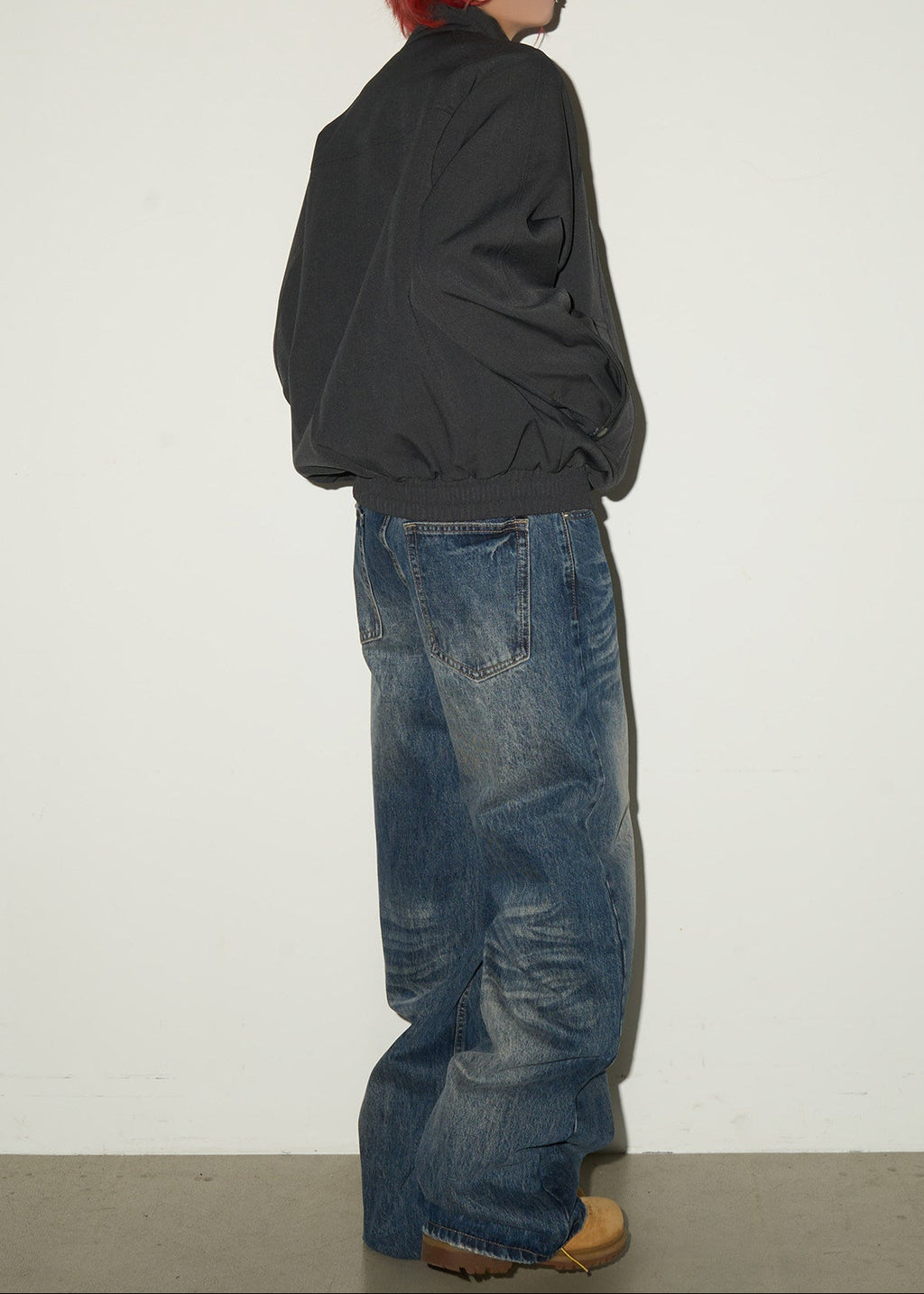 Vintage Distressed Cat-Whisker Straight-Leg Jeans