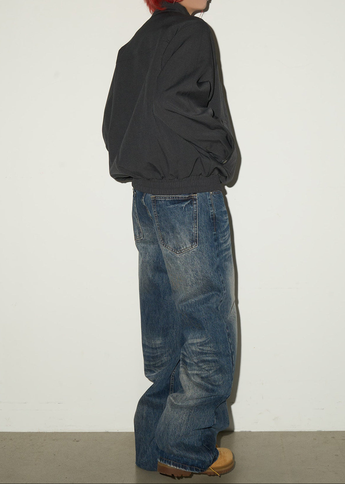 Vintage Distressed Cat-Whisker Straight-Leg Jeans