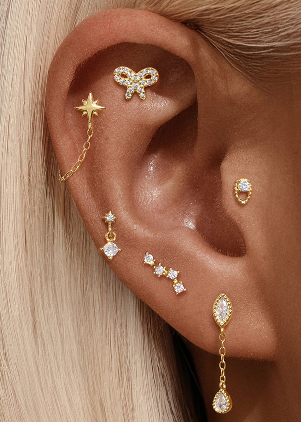 S925 Sterling Silver Lotus Zircon Piercing Stud