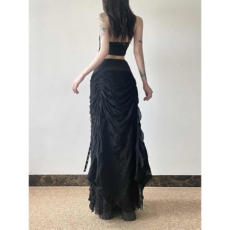 Whimsigoth Lace Patchwork A-Line Maxi Skirt