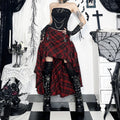 Punk Grunge Adjustable Plaid Midi Skirt