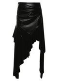 Gothic PU Leather Spliced Asymmetrical Maxi Skirt