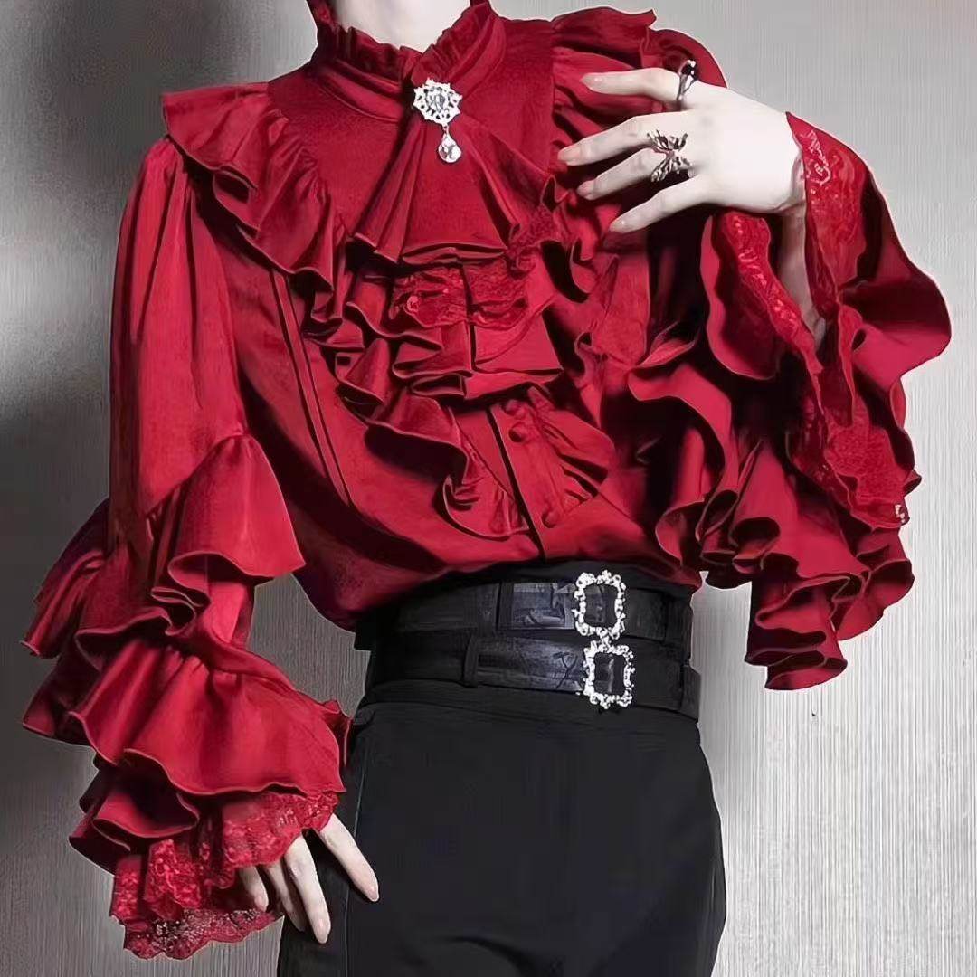 Crimson Vampire Ruffled Aristocrat Blouse