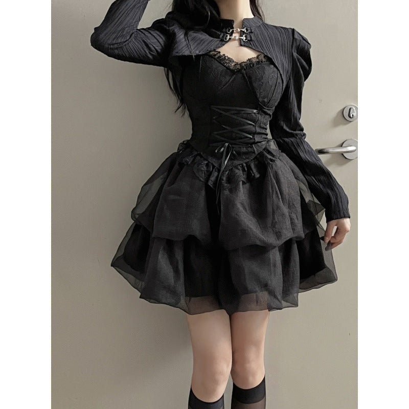 Whimsigoth Balletcore Mesh Tutu Layered Set