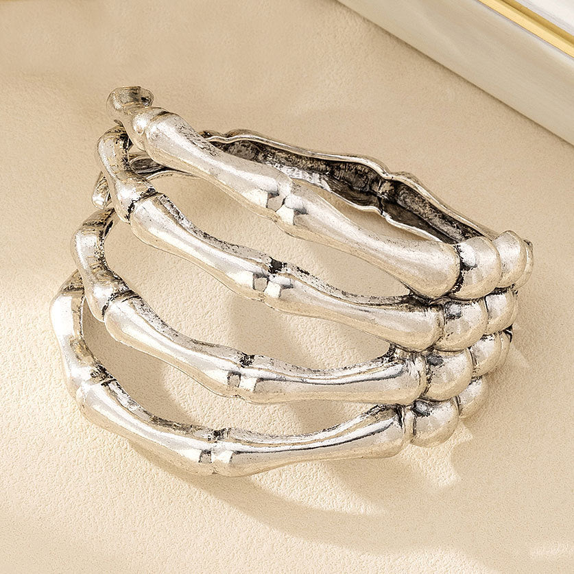 Antique Gothic Skeleton Hand Cuff Bracelet