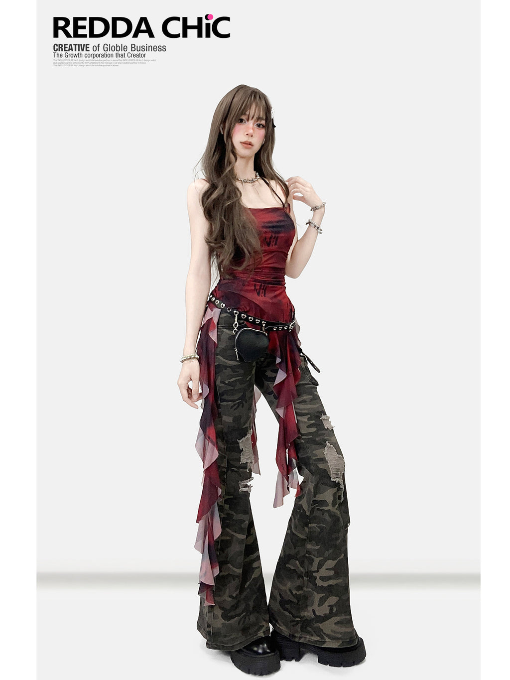 Crimson Grunge Distressed Camisole Top