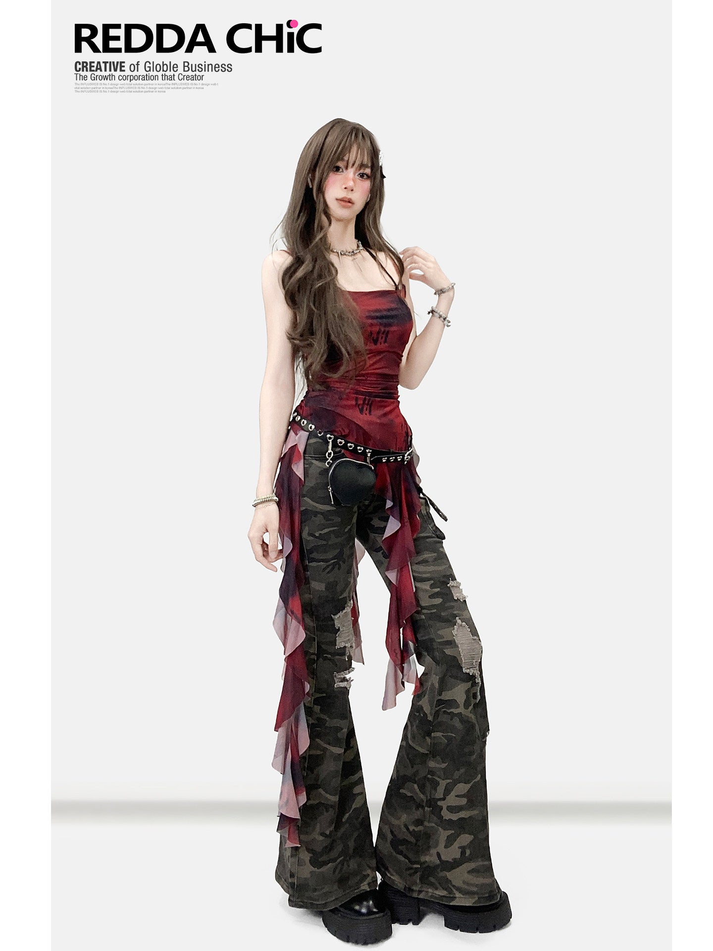 Crimson Grunge Distressed Camisole Top