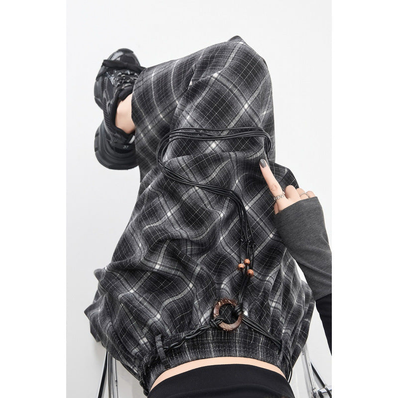 Asymmetric Plaid Grunge Midi Skirt