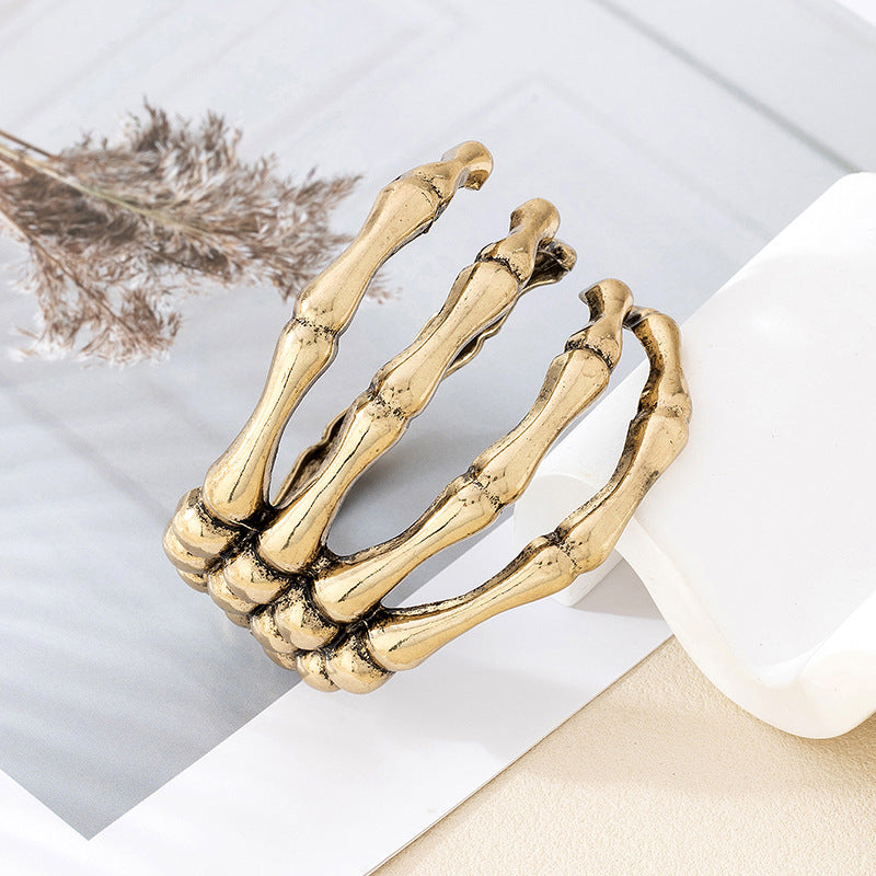 Antique Gothic Skeleton Hand Cuff Bracelet