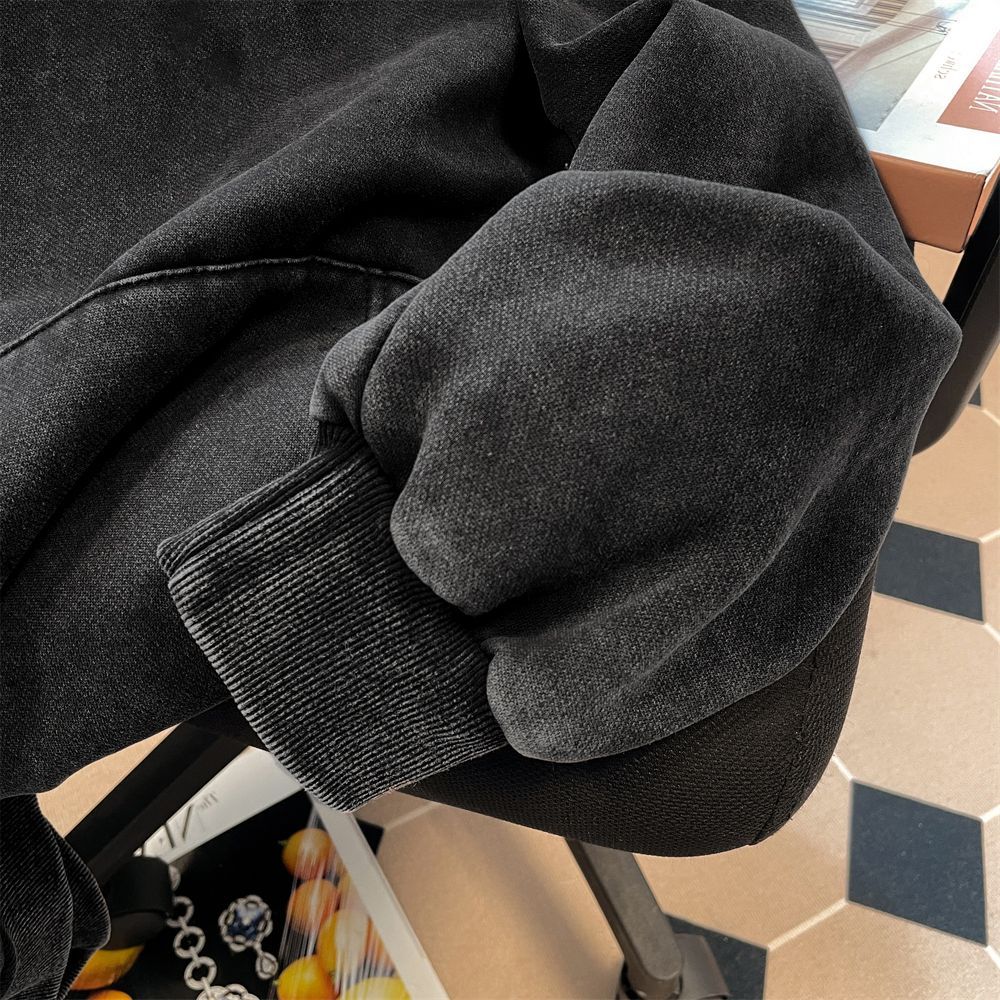 Onyx Acid-Wash Distressed Heavyweight Hoodie & Sweatshirt
