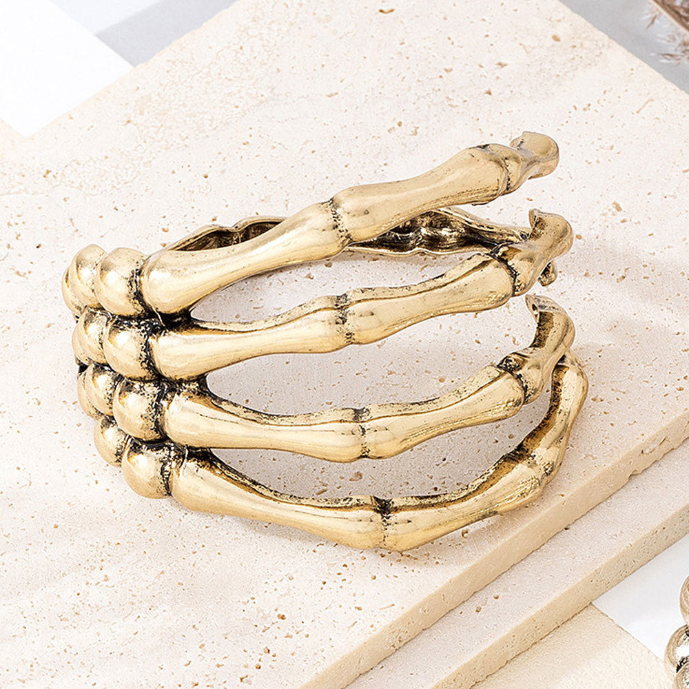 Antique Gothic Skeleton Hand Cuff Bracelet
