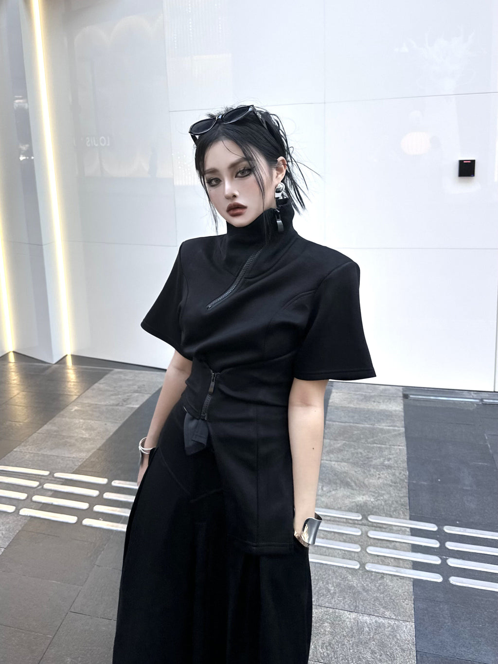 "Doomsday Edge" Cyberpunk Wide-Leg Two-Piece Set