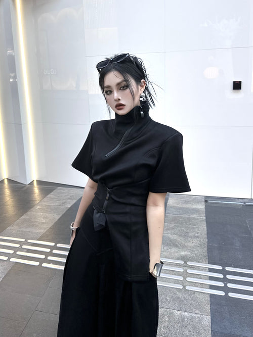 "Doomsday Edge" Cyberpunk Wide-Leg Two-Piece Set