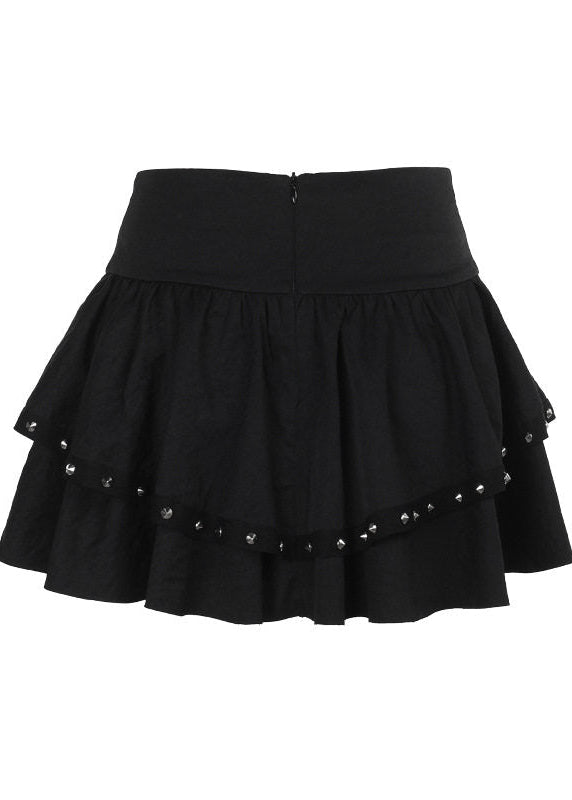 Gothic Studded Strappy Mini Skirt