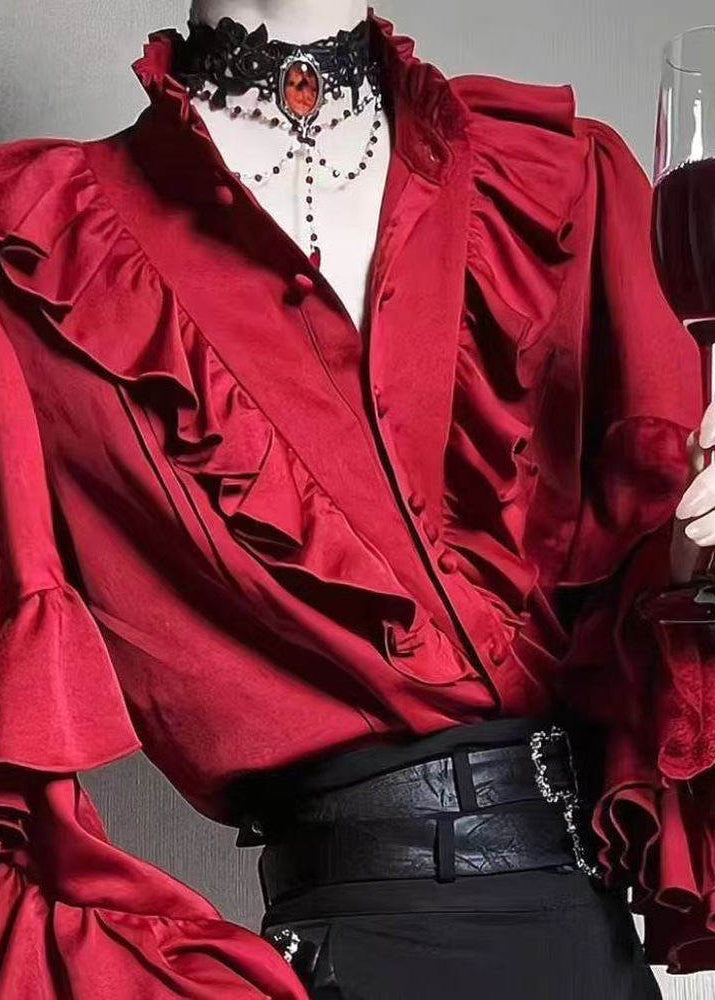 Crimson Vampire Ruffled Aristocrat Blouse