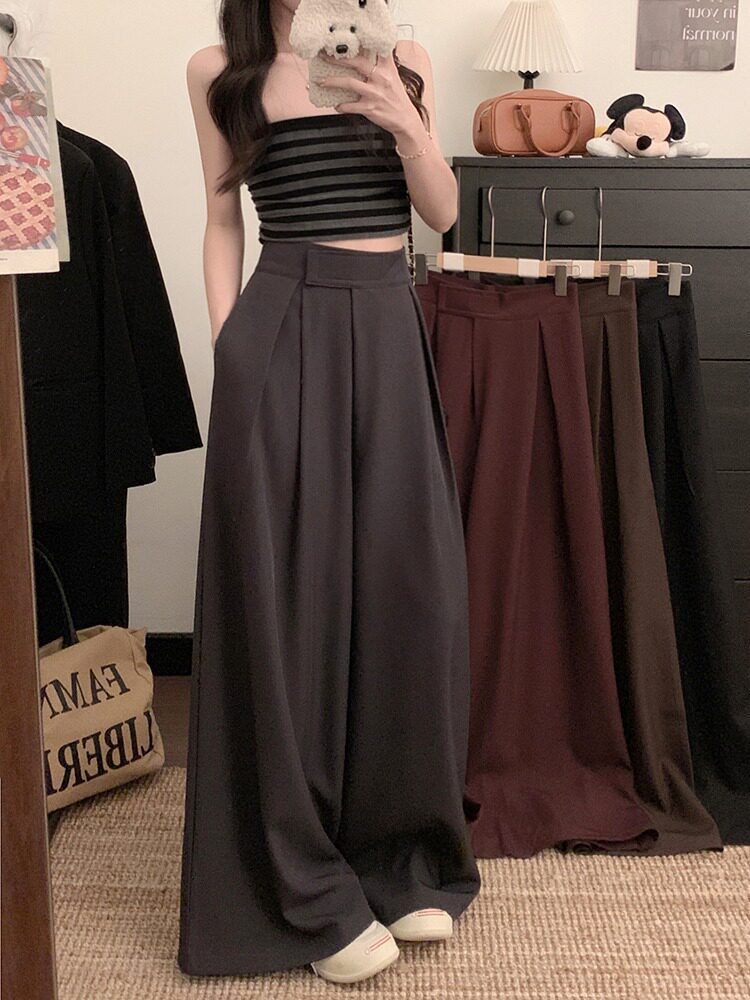 Draped Ultra-Wide Pleated Palazzo Trousers
