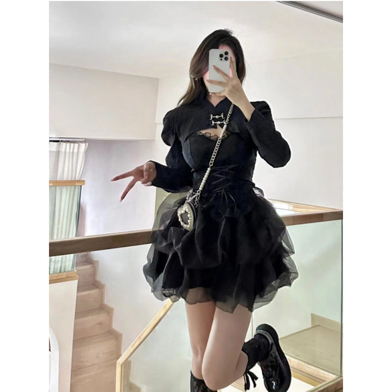 Whimsigoth Balletcore Mesh Tutu Layered Set