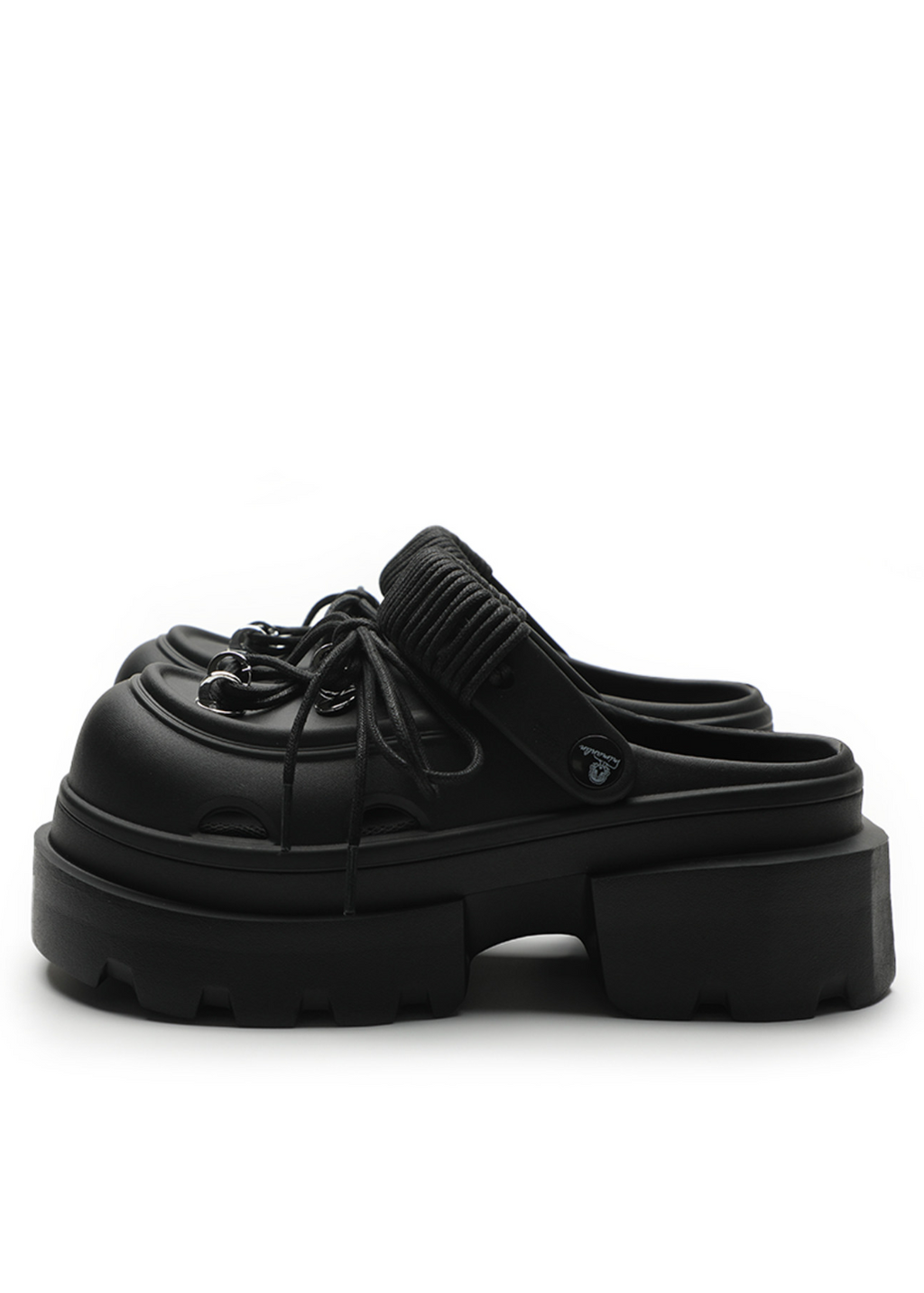 Chunky Platform Lace-Up Clog Mules