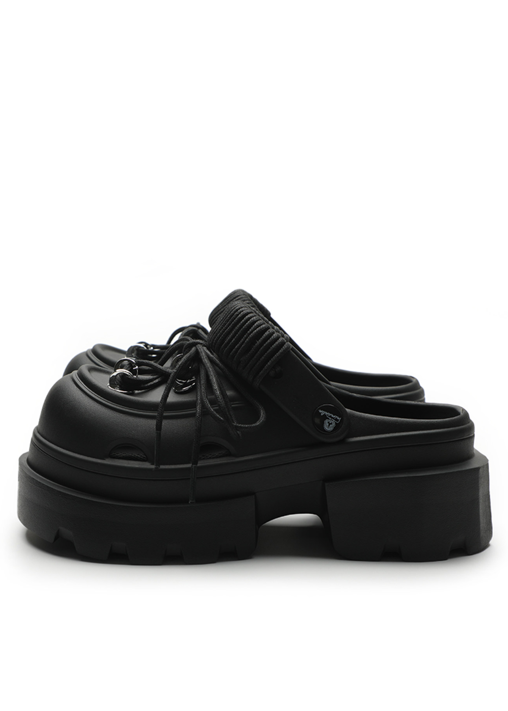 Chunky Platform Lace-Up Clog Mules