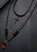 Layered Scarlet Moon & Cross Gothic Necklace