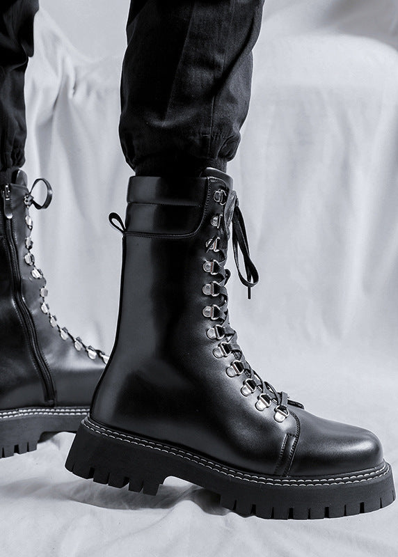 British High-Top Leather Combat Boots