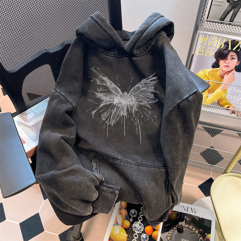 Phantom Butterfly Washed Oversized Hoodie
