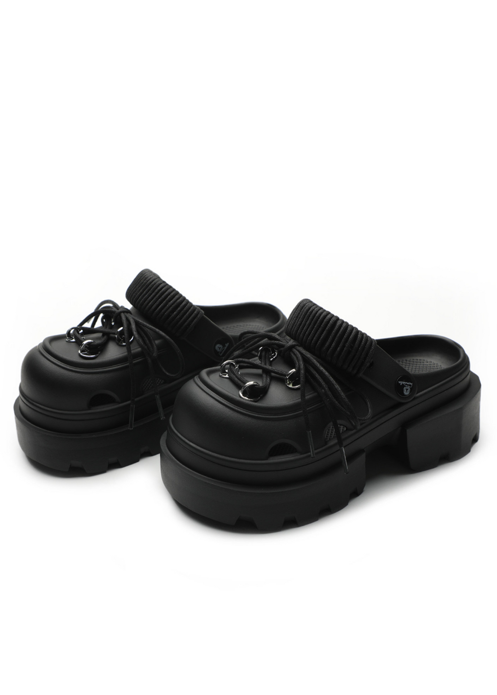 Chunky Platform Lace-Up Clog Mules