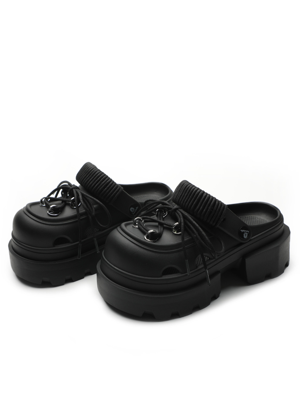 Chunky Platform Lace-Up Clog Mules