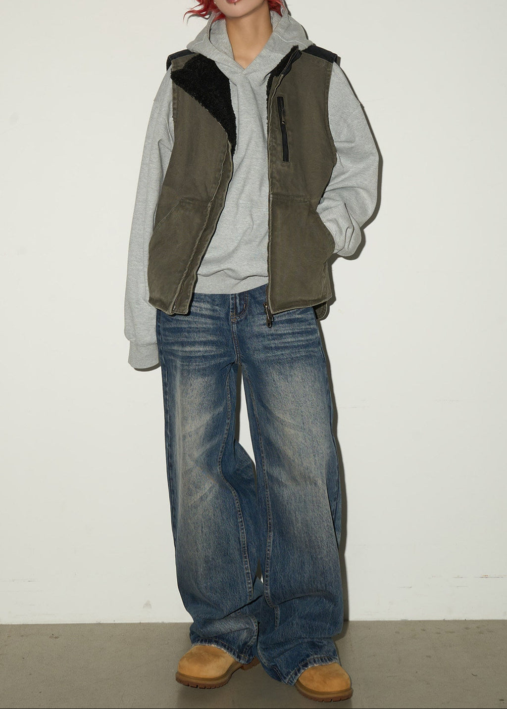 Vintage Distressed Cat-Whisker Straight-Leg Jeans