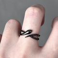 Black Ouroboros Snake Adjustable Ring