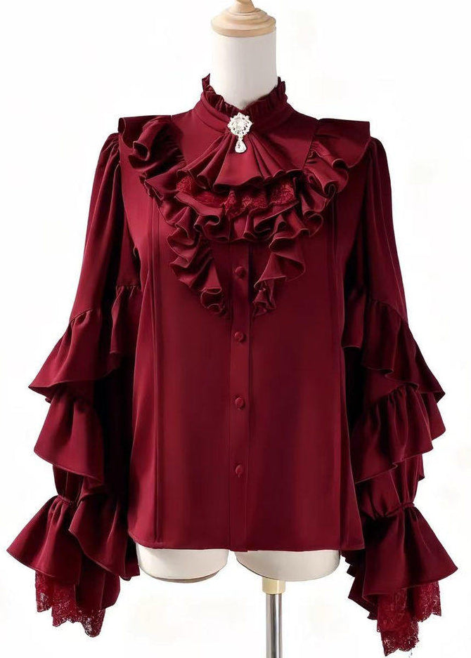 Crimson Vampire Ruffled Aristocrat Blouse