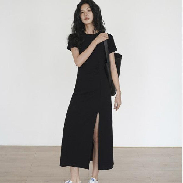 Gothic Split Front Mid-Length Dress
