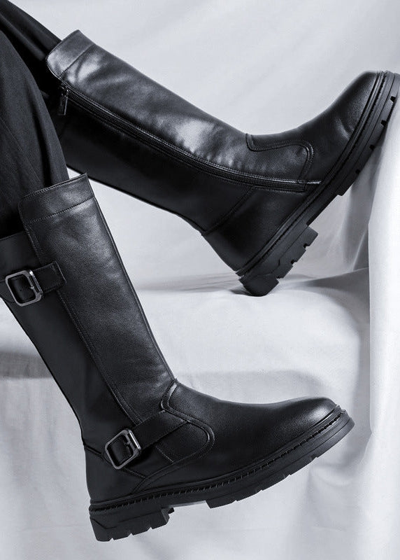 Cyberpunk Buckled High-Top Knee Boots