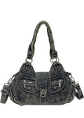 Vintage Denim Multi-Pocket Crossbody Bag