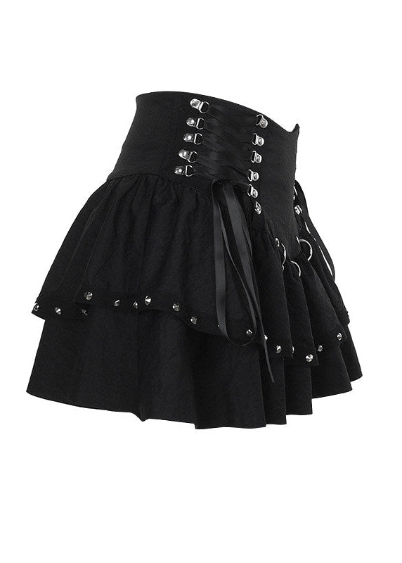 Gothic Studded Strappy Mini Skirt