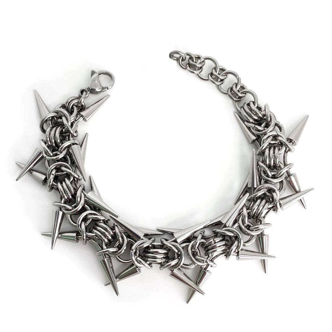 Cyberpunk Barbed Chainmail Spike Bracelet
