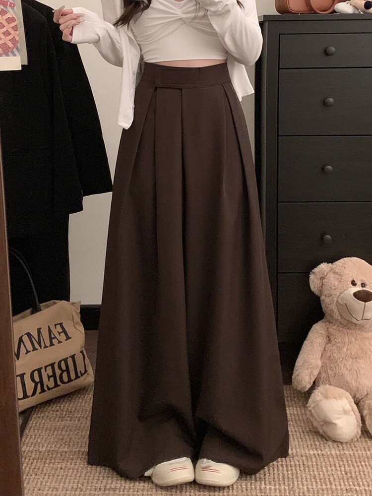 Draped Ultra-Wide Pleated Palazzo Trousers