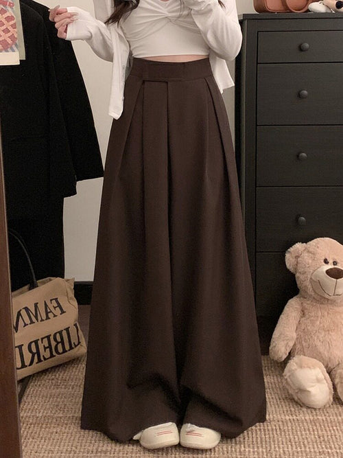 Draped Ultra-Wide Pleated Palazzo Trousers