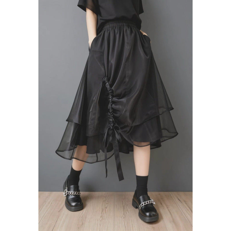 Yamamoto Aesthetic Embroidered Midi Skirt