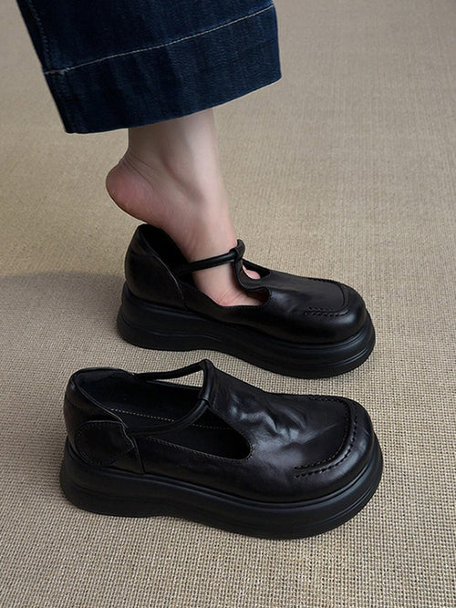 Chunky Platform Genuine Leather Mary Janes