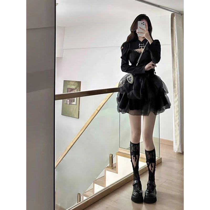 Whimsigoth Balletcore Mesh Tutu Layered Set