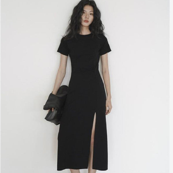 Gothic Split Front Mid-Length Dress
