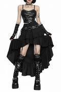 Obsidian Gothic Asymmetrical High-Low Maxi Skirt