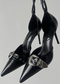 French Pointed Cut-Out Buckle High Heels