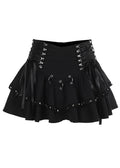 Gothic Studded Strappy Mini Skirt