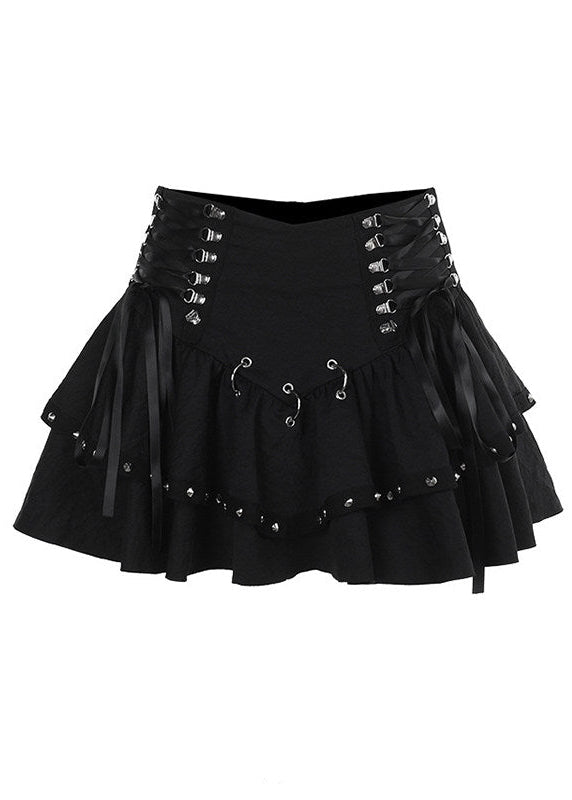 Gothic Studded Strappy Mini Skirt