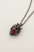 Hollow Caged Gemstone Heart Pendant Necklace