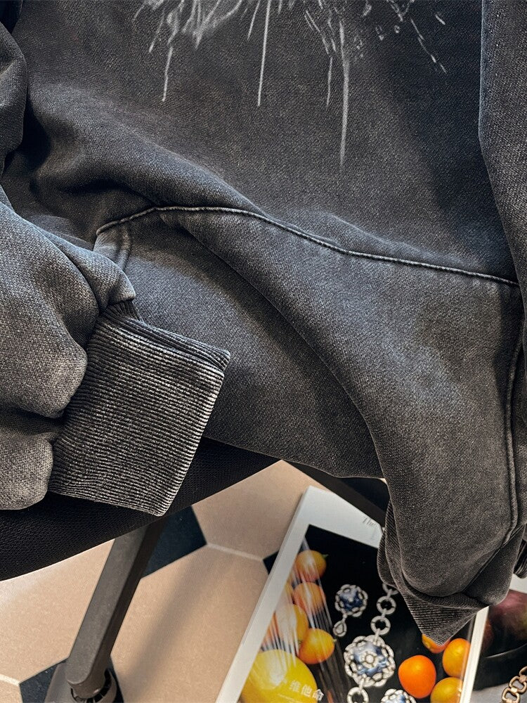 Phantom Butterfly Washed Oversized Hoodie